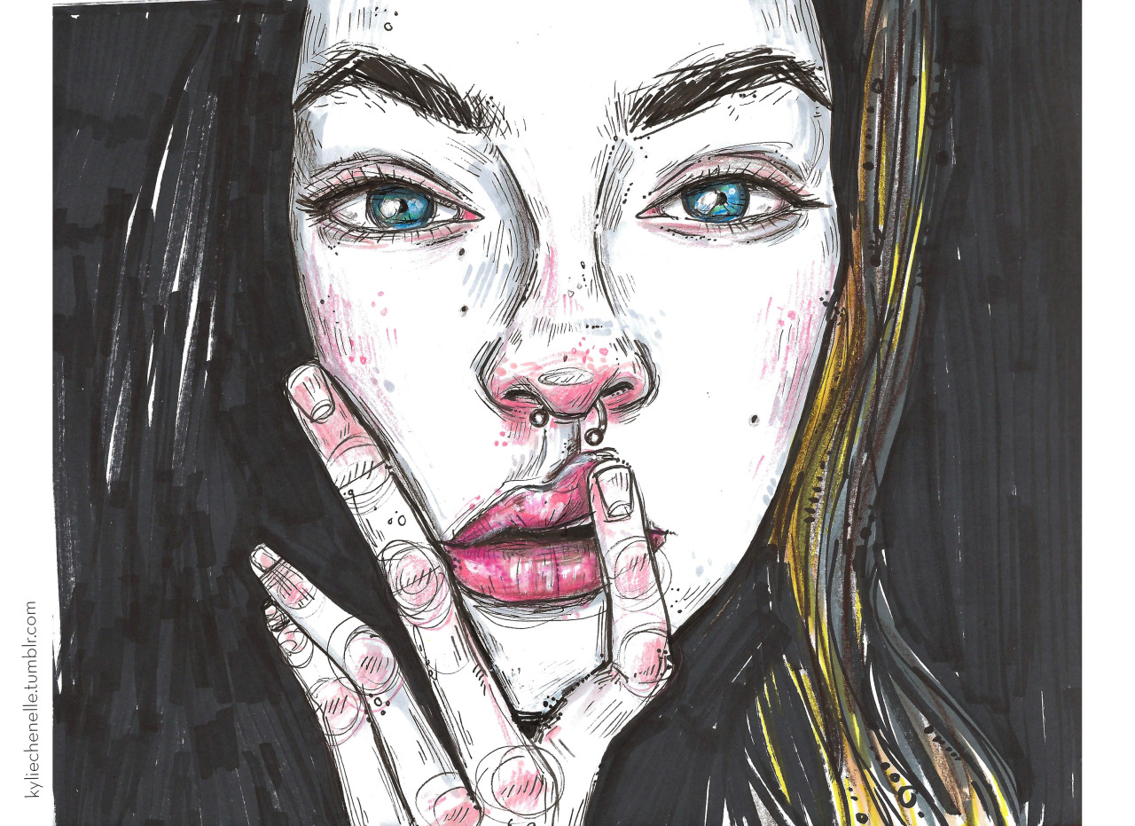 Illustration of girl with nose ring