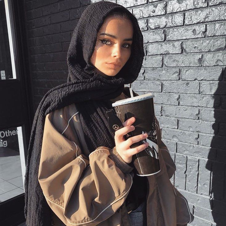 Hijabi with coffee